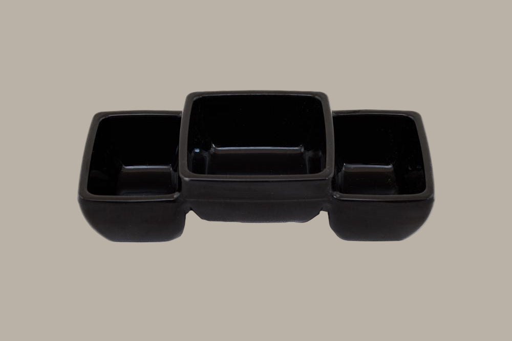 Bol Triple Cuadrado / 20,5x9x6cm / Blanco o Negro / 6 uds