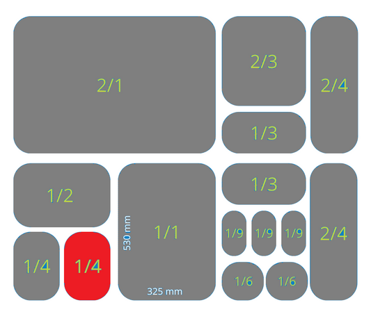 Bandeja 100mm - 1/4 GN (265x162mm) / Blanca o Negra / 1 uds