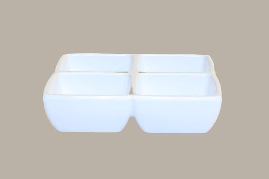 Bol Cuadrado - 4 Compartimentos / 12x12cm / Blanco o Negro / 12 uds